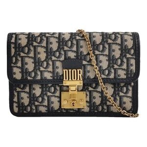 Christian Dior Oblique Jacquard Dioraddict Blue & Gold Women's Bag